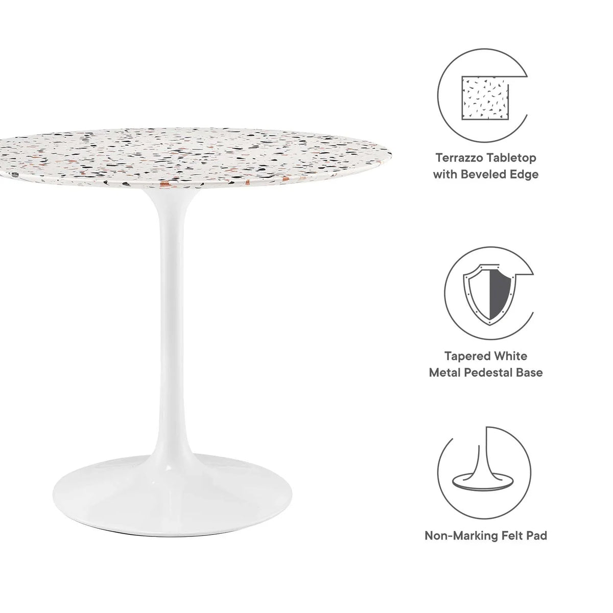 Lippa 36" Round Terrazzo White White Dining Table