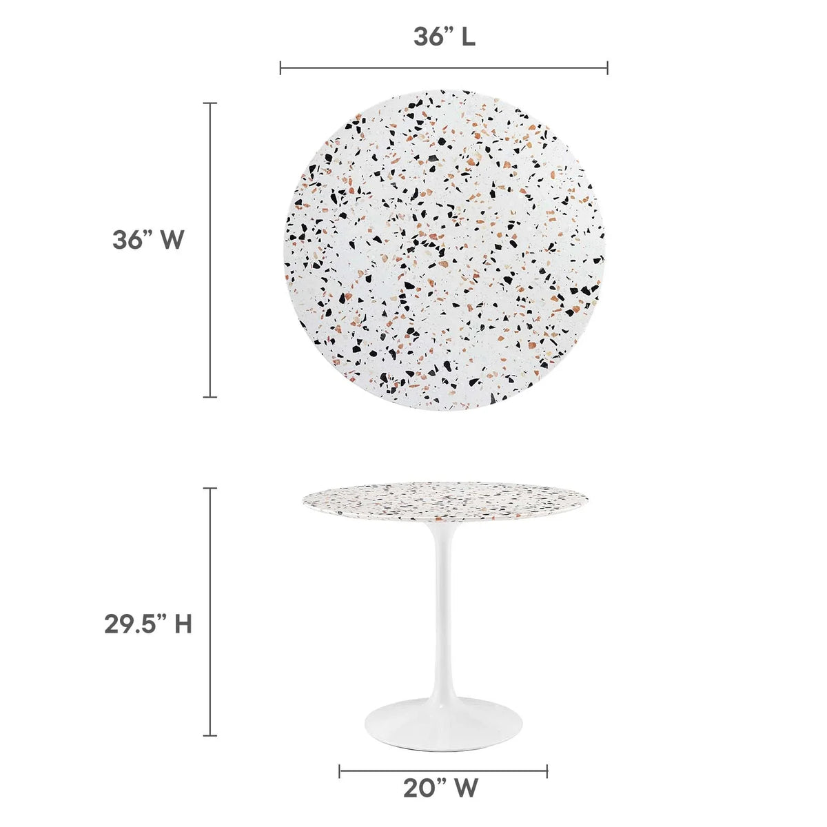 Lippa 36" Round Terrazzo White White Dining Table
