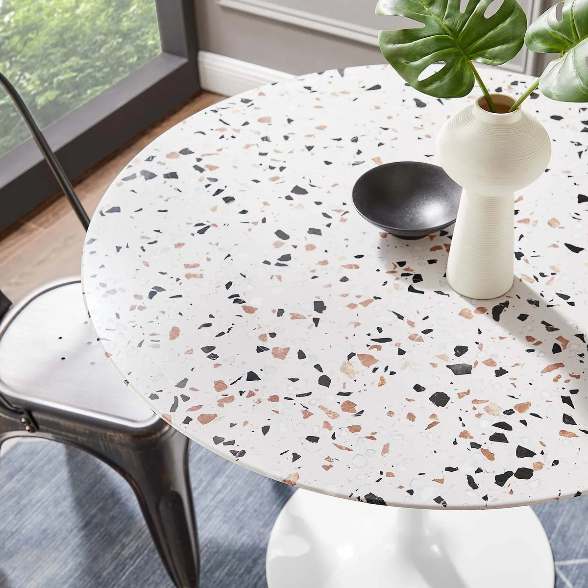 Lippa 36" Round Terrazzo White White Dining Table