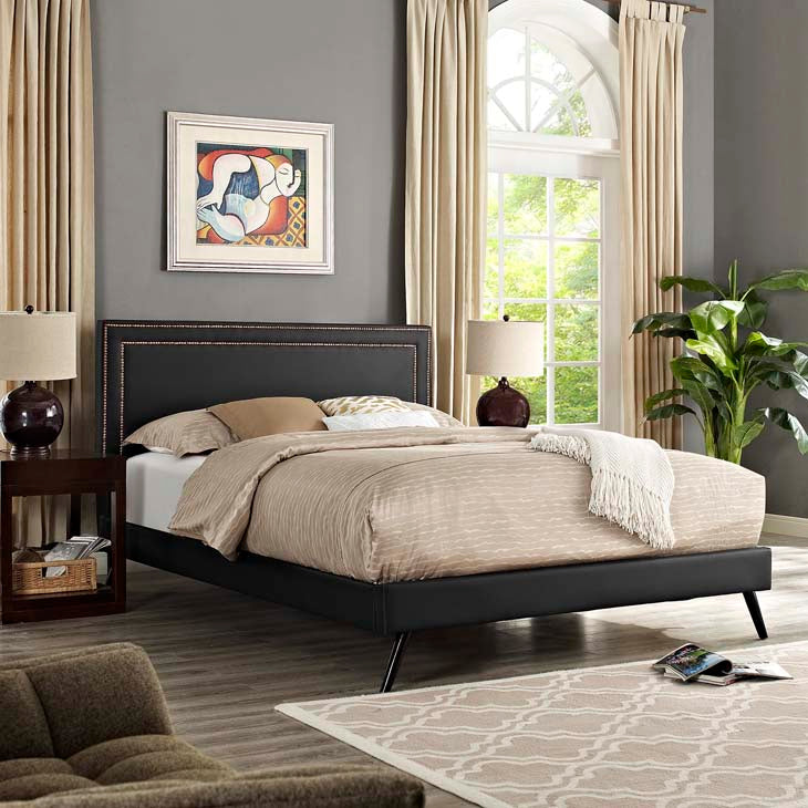 Veronica Queen Platform Bed with Round Splayed Legs