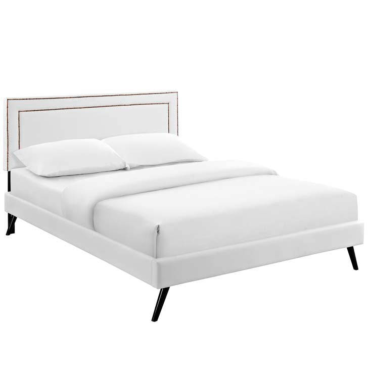 Veronica Queen Platform Bed with Round Splayed Legs