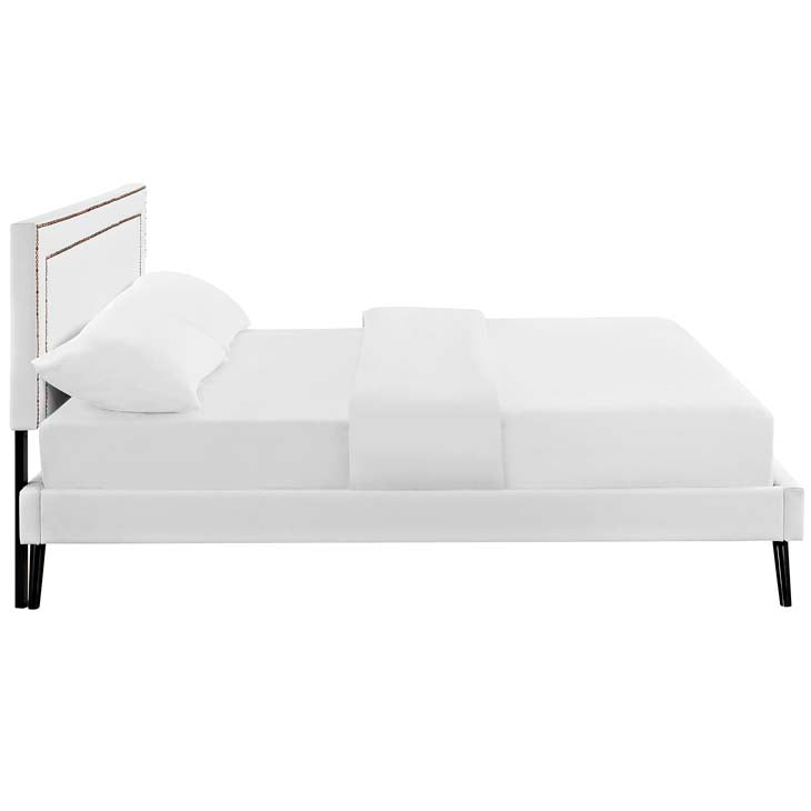 Veronica Queen Platform Bed with Round Splayed Legs