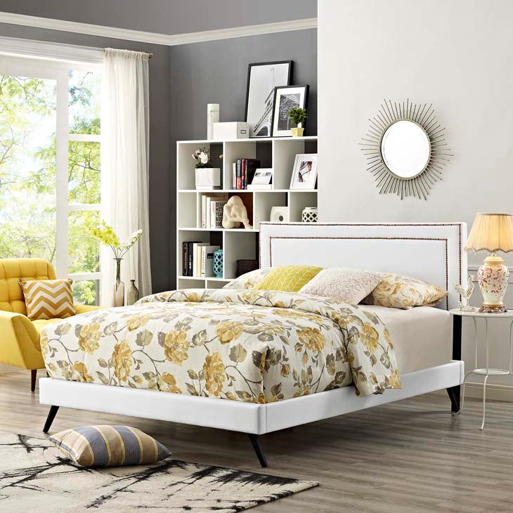 Veronica Queen Platform Bed with Round Splayed Legs