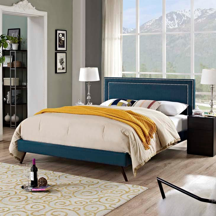 Veronica Queen Platform Bed with Round Splayed Legs