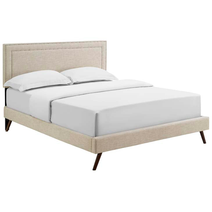 Veronica Queen Platform Bed with Round Splayed Legs