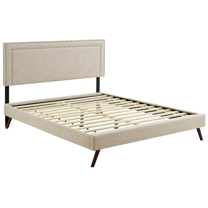 Veronica Queen Platform Bed with Round Splayed Legs