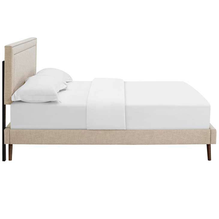 Veronica Queen Platform Bed with Round Splayed Legs
