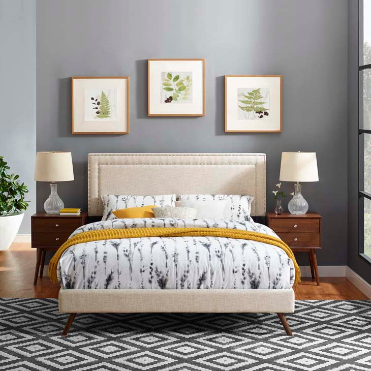 Veronica Queen Platform Bed with Round Splayed Legs