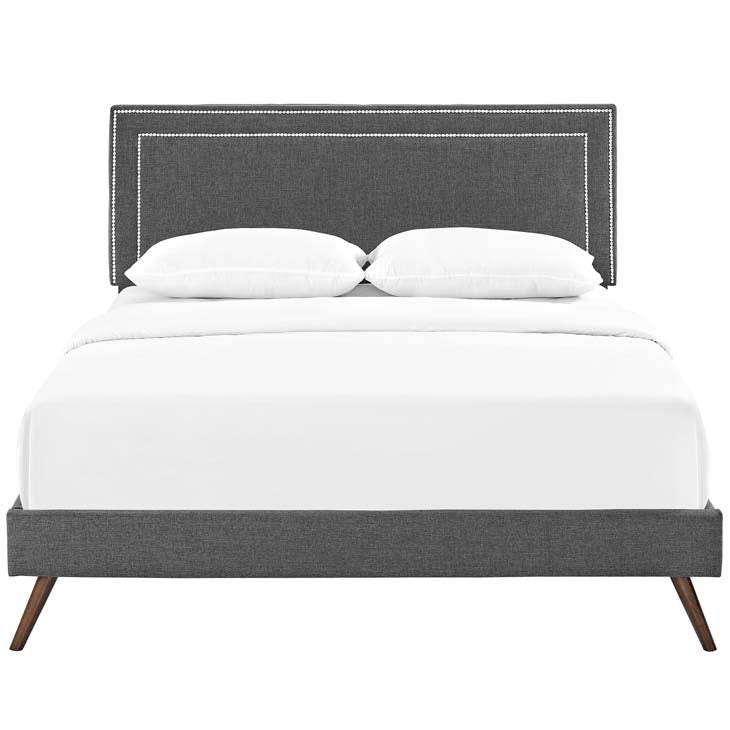 Veronica Queen Platform Bed with Round Splayed Legs